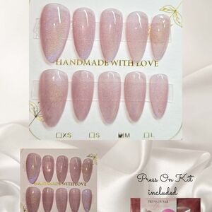 Pink Cat Eye Press-On Nails